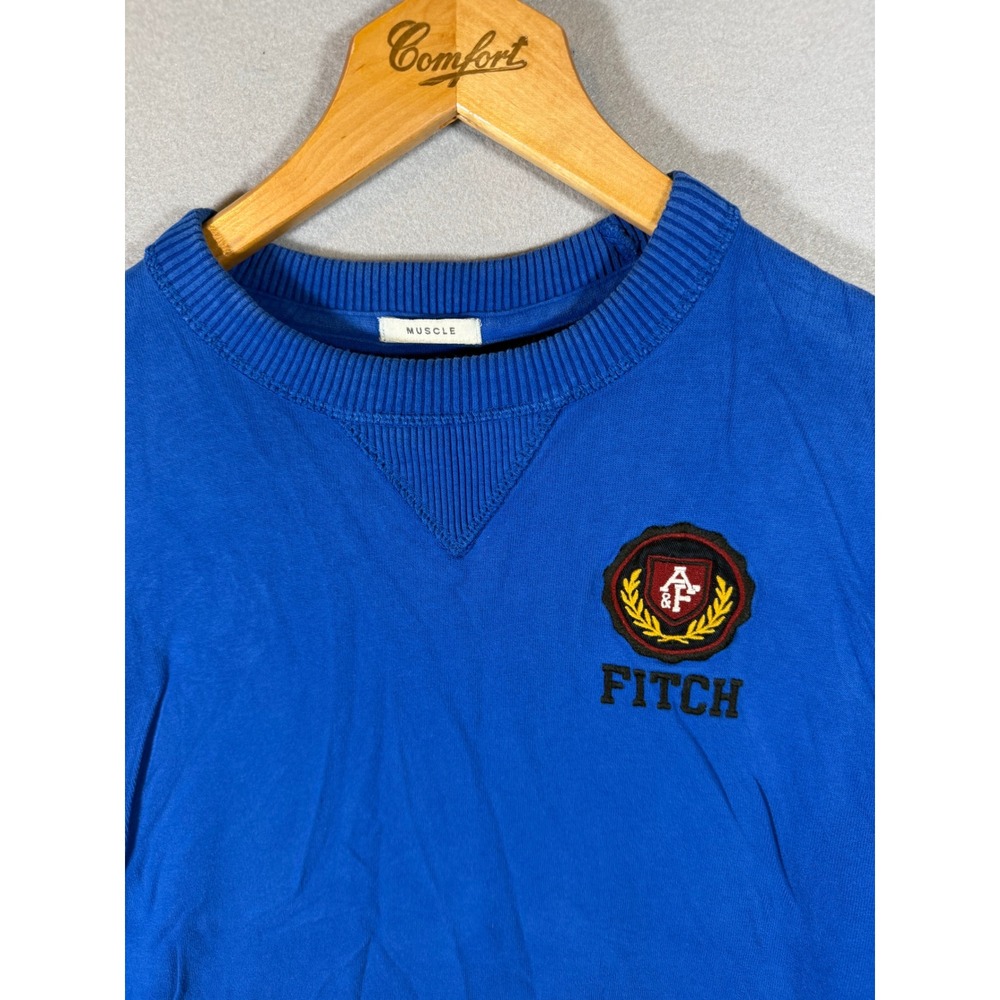Abercrombie & Fitch Mens Muscle Fit Long Sleeve T-Shirt Blue Embroidered Crest M